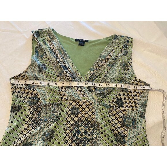 Style & Co. Green Paisley Sleeveless Top Petite Large - Picture 4 of 6